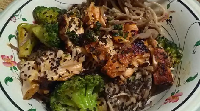 Salmon buckwheat noodles (연어 메밀 국수)