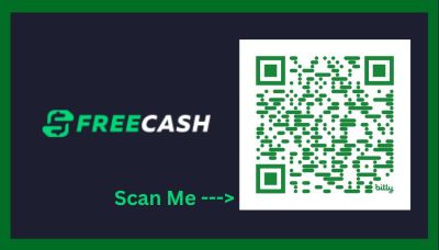 back side of a freecash signup card featuring a QR code