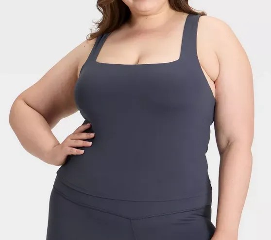 All in Motion Women's Square Neck Navy Blue Athletic Top