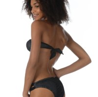 back tied bandeau bikini in black