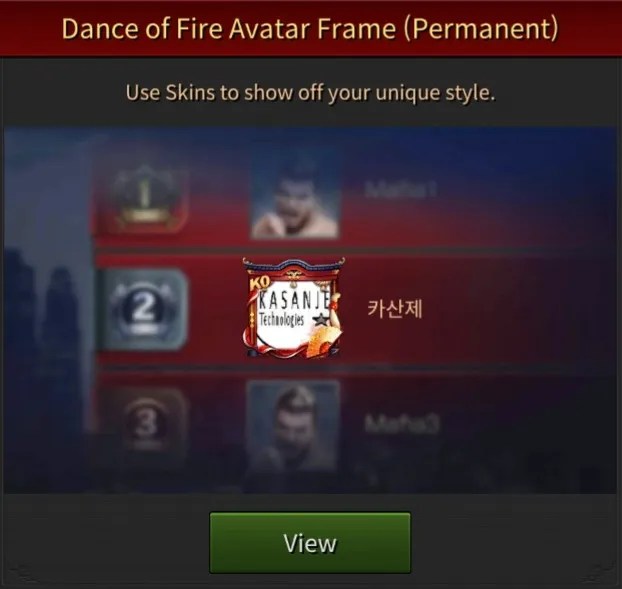 a custom avatar frame from the king of fighters event