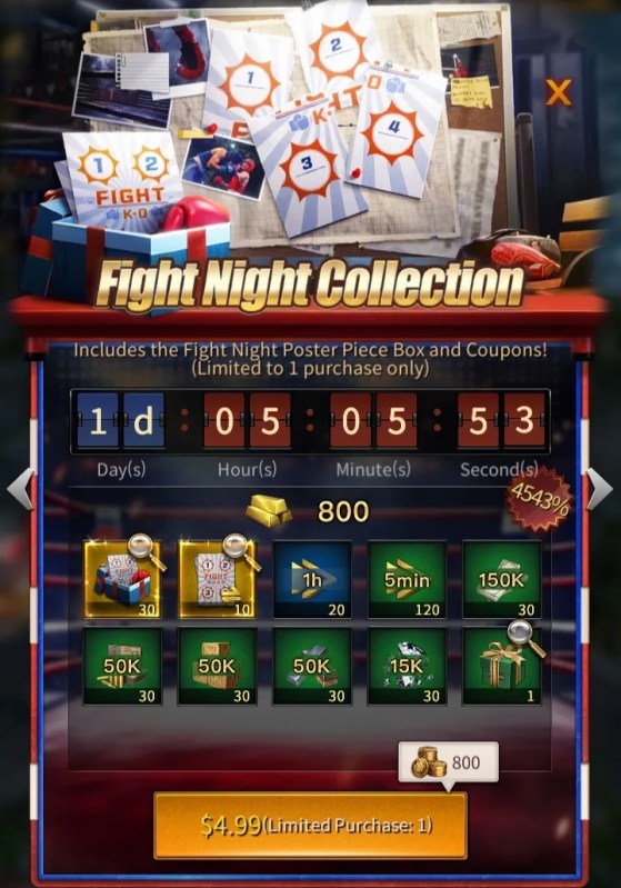 King of fighters special crossover event in game sale screen offering items in exchange for real money