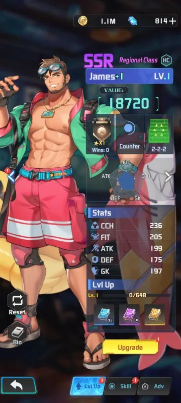 Coach James a character from the mobile game Victory Girls Anime Soccer