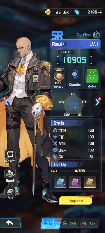 Raul a coach from the mobile game victory girls anime soccer