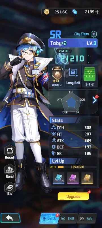 Toby a coach from the mobile game victory girls anime soccer