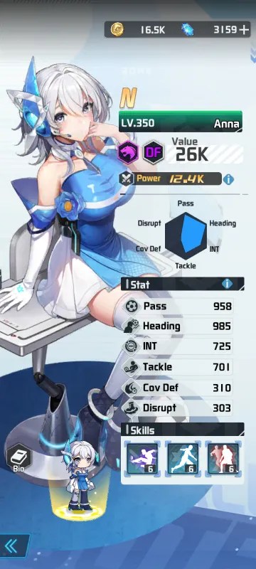 Anna a character from the mobile game victory girls anime soccer