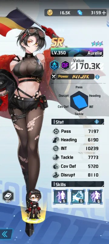 Aurelie a character from the mobile game victory girls anime soccer