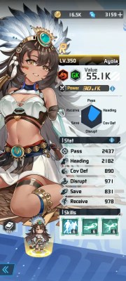 Ayola a character from the mobile game victory girls anime soccer