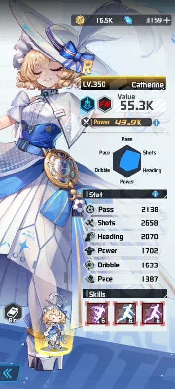 Catherine a character from the mobile game victory girls anime soccer