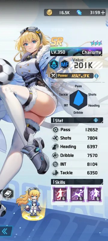 Charlotte a character from the mobile game victory girls anime soccer