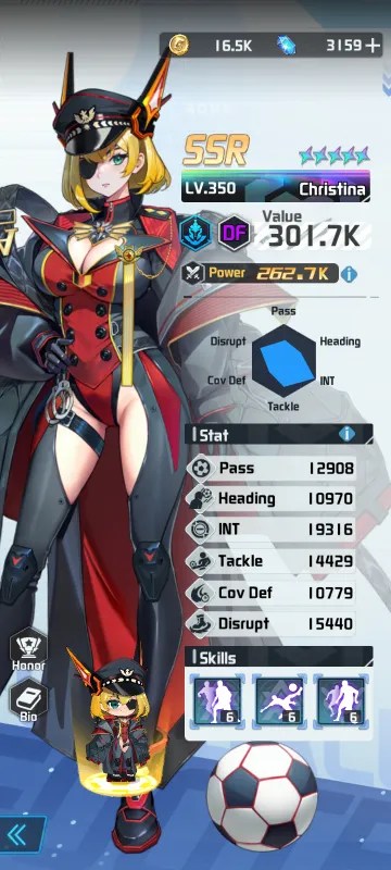 Christina a character from the mobile game victory girls anime soccer