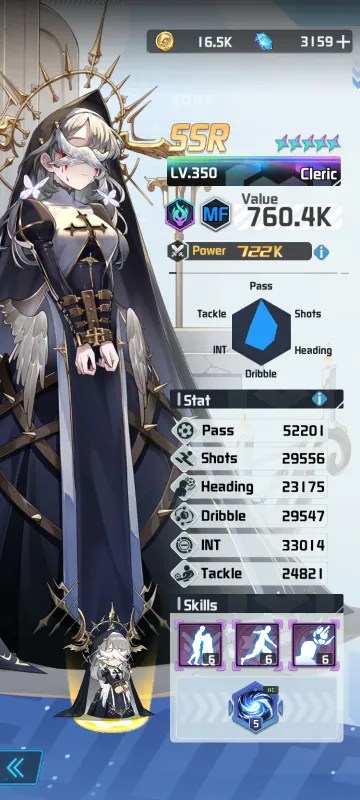 Cleric a character from the mobile game victory girls anime soccer