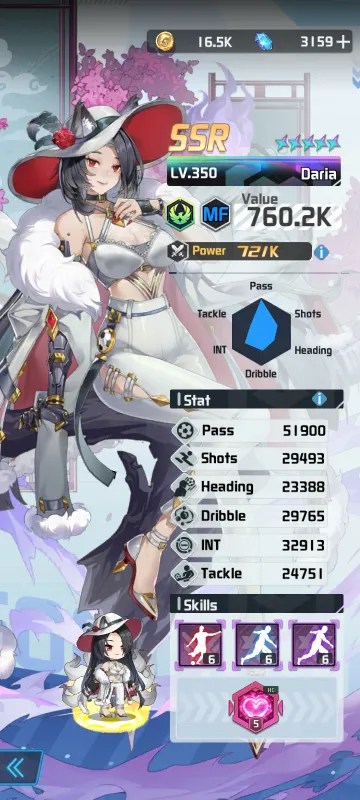 Daria a character from the mobile game victory girls anime soccer