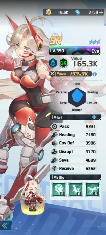 Eva a character from the mobile game victory girls anime soccer