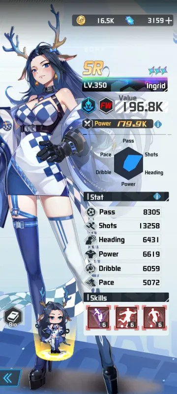 Ingrid a character from the mobile game victory girls anime soccer