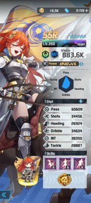 Joan a character from the mobile game victory girls anime soccer