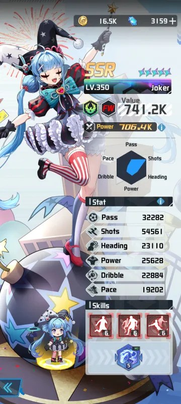 Joker a character from the mobile game victory girls anime soccer