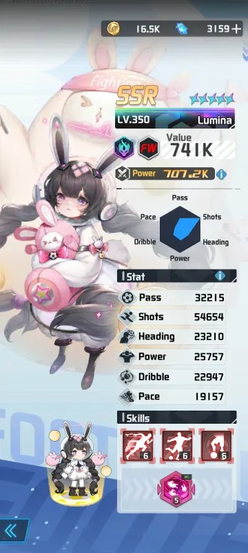 Lumina a character from the mobile game victory girls anime soccer