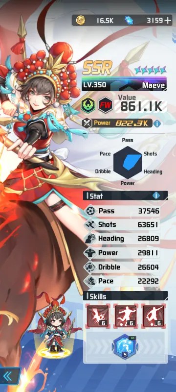 Maeve a character from the mobile game victory girls anime soccer