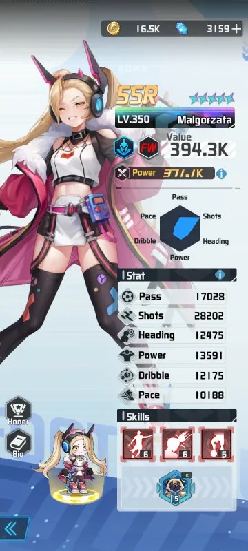 Malgorzata a character from the mobile game victory girls anime soccer