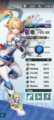 Mara a character from the mobile game victory girls anime soccer