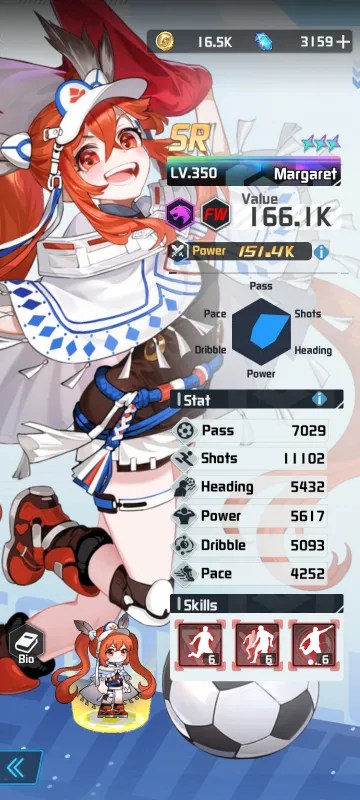 Margaret a character from the mobile game victory girls anime soccer