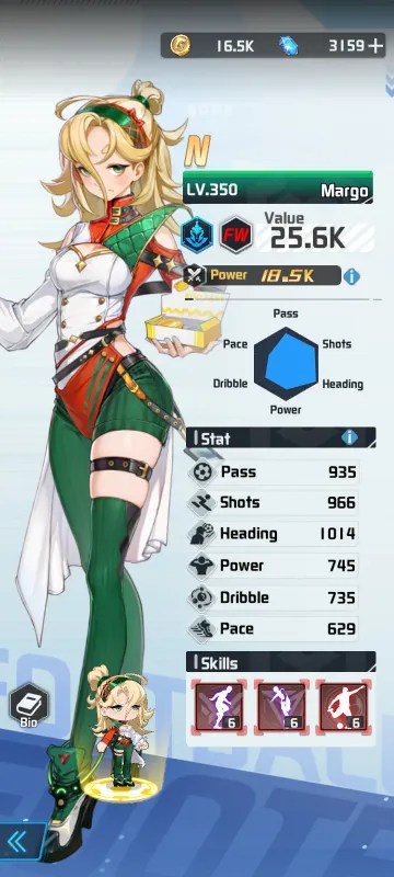 Margo a character from the mobile game victory girls anime soccer