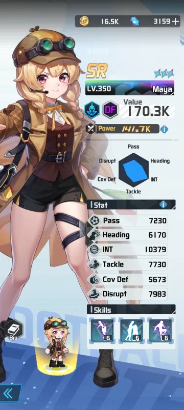 Maya a character from the mobile game victory girls anime soccer