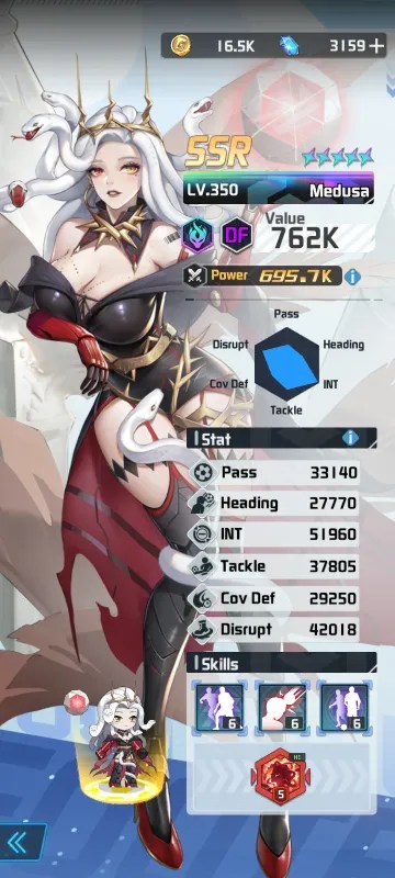 Medusa a character from the mobile game victory girls anime soccer