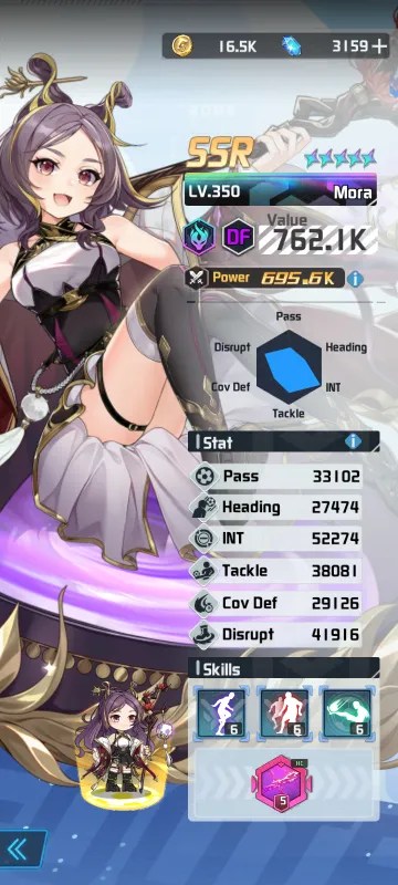 Mora a character from the mobile game victory girls anime soccer