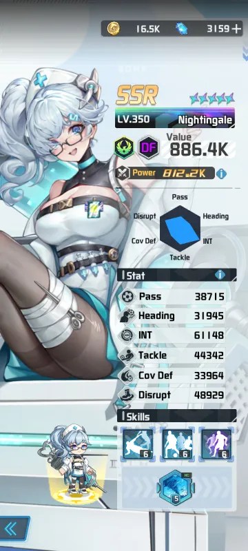 Nightingale a character from the mobile game victory girls anime soccer