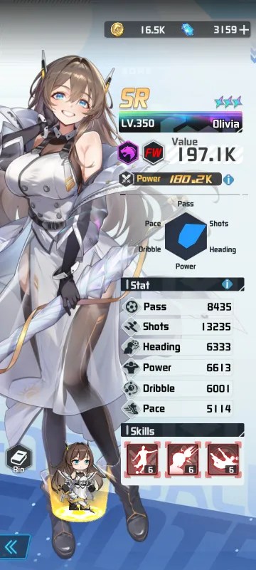 Olivia a character from the mobile game victory girls anime soccer