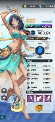 Priyanka a character from the mobile game victory girls anime soccer