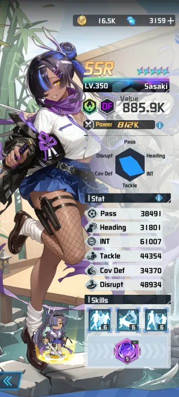 Sasaki a character from the mobile game victory girls anime soccer