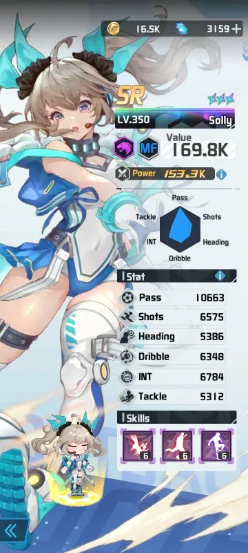 Solly a character from the mobile game victory girls anime soccer