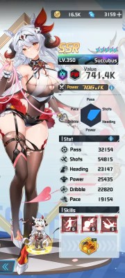 Succubus a character from the mobile game victory girls anime soccer