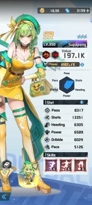 Supapong a character from the mobile game victory girls anime soccer