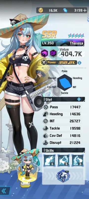 Theresa a character from the mobile game victory girls anime soccer