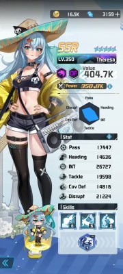 Theresa a character from the mobile game victory girls anime soccer