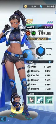 Valerie a character from the mobile game victory girls anime soccer