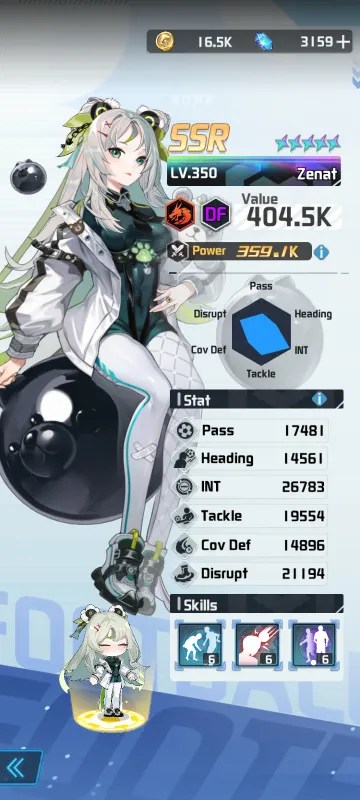 Zenat a character from the mobile game victory girls anime soccer